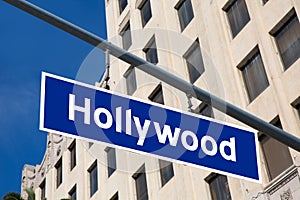 Hollywood sign illustration over LA boulevard