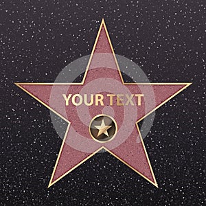 Hollywood star on celebrity fame of walk boulevard. Vector symbol star movie actor gold hollywood star camera sign