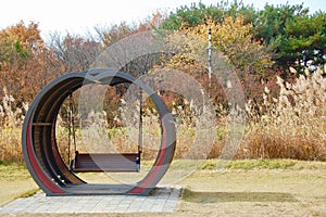 Hollywood Swing in heart shape in the botanical garden in Daejeon, South Korea