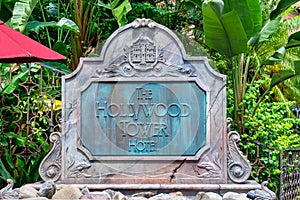 Hollywood Tower of Terror hotel ride sign