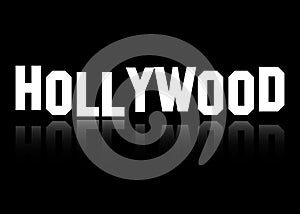 Hollywood vector logo , white letters isolated or black background