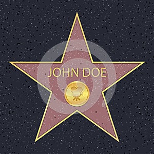 Hollywood walk of fame star for movie actor. Famous sidewalk with celebrity reward symbol. Vector.