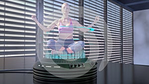 A holo dancer is projected with a holo projector