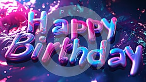 Holo Slime Happy Birthday concept creative horizontal art poster.