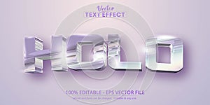 Holo text, holographic iridescent color wrinkled foil style editable text effect photo