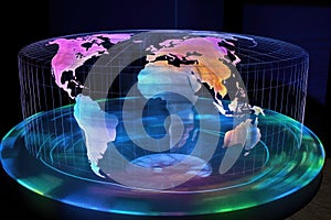 hologram of global weather patterns and climate data