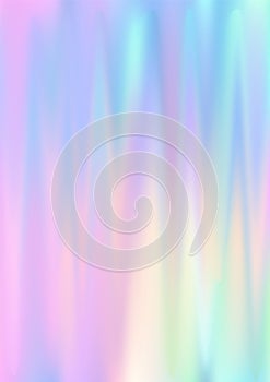 Hologram gradient background. Iridescent holo texture. Pearlescent unicorn vector backdrop.