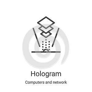 hologram icon vector from computers and network collection. Thin line hologram outline icon vector illustration. Linear symbol for