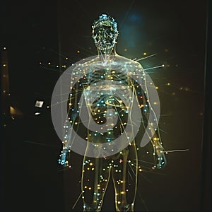 Hologram of a man with acupuncture points