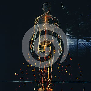 Hologram of a man with acupuncture points