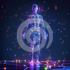 Hologram of a man with acupuncture points