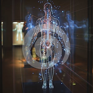 Hologram of a man with acupuncture points