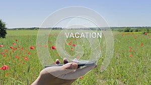 Hologram of Vacation on a smartphone
