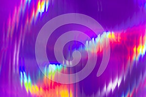 Holographic abstract background. Rainbow neon glass texture pattern. Trendy colorful reeded refract effect