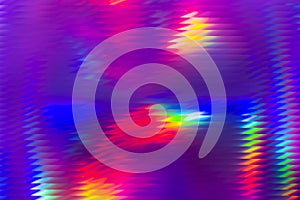 Holographic abstract background. Rainbow neon glass texture pattern. Trendy colorful reeded refract effect