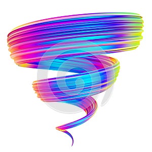 Holographic abstract spiral twisted shape brush stroke