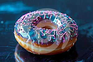 holographic ascii donut a donut where the glaze is a shifting ho photo