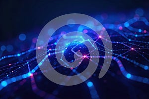 Holographic Data Streams and Abstract Network Connections Abstract, ethereal visualization of glowing