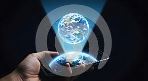 Holographic Earth Projected on Smartphone
