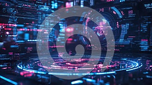 Holographic futuristic user interface projecting digital data