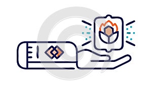 Holographic Hand Interface, Future Device Interaction, vector design Generative AI