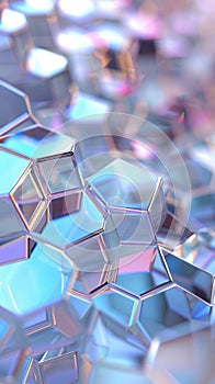 A holographic illusion of evershifting hexagons creating a sense of depth and movement