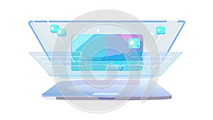 Holographic Laptop Display, Future Computing Technology, vector design Generative AI