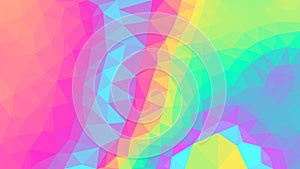 Holographic low poly vector background. Magic rainbow triangular backdrop. Bright gradient sparkling faces. Multicolored shiny