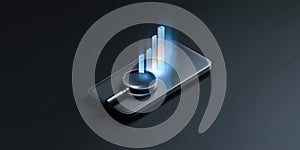 Holographic Magnifying Glass Traverses Glowing Data Matrix On Clear Interface Enabling Rapid Analytical Insight Discovery In 3D