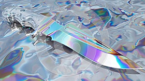 holographic metal knife. Ai generative