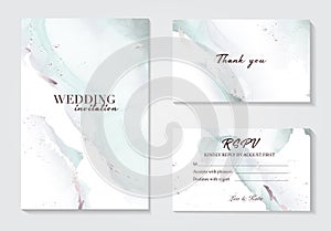 Holographic mint grey wedding marble card desing. Liguid splash abstract art.  Marble tender design background for wedding,