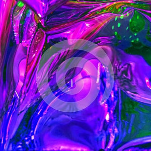 Holographic neon ultraviolet background foil surface