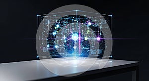 Holographic neural network structure on a table