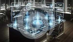 A holographic office workspace, Ai generated image