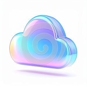 Holographic Pastel Cloud Icon 3D Render