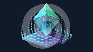A holographic prism with layers of encryption codes transforming and reshaping to conceal sensitive data traces.. Vector photo