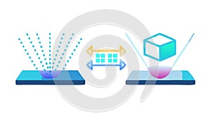 Holographic Projector: Interactive Display Technology, vector design Generative AI