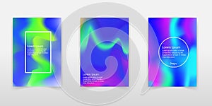 Holographic shapes backgrounds set. Applicable for gift card,cover,poster,brochure,magazine. Vector template