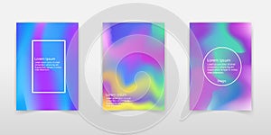 Holographic shapes backgrounds set. Applicable for gift card,cover,poster,brochure,magazine. Vector template