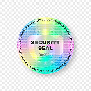 Holographic sticker mockup. Foil holographic sticker and label. Tamper evident warranty seal mockup. Hologram sticker and badge in