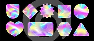Holographic sticker vector set different shape