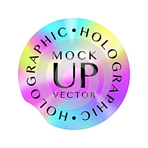 Holographic sticker vector template circle shape