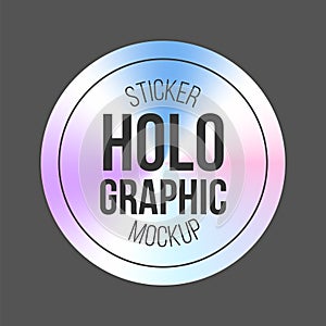 Holographic stickers. Holography gloss shapes. Vector gradient labels mockup