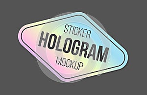 Holographic stickers. Holography gloss shapes. Vector gradient labels mockup