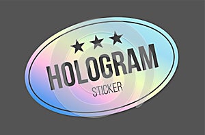 Holographic stickers. Holography gloss shapes. Vector gradient labels mockup