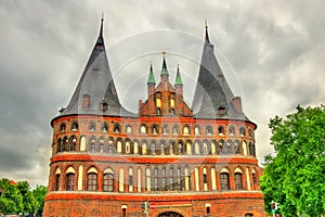 The Holsten Gate or Holstentor in Lubeck old town, Germany