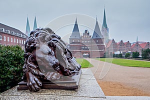 Holstentor Gates in Lubeck. Germany