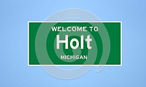 Holt, Michigan city limit sign. Town sign from the USA.