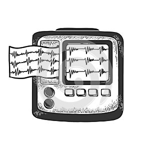 Holter monitor cardiac monitoring sketch vector