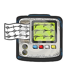 Holter monitor cardiac monitoring sketch vector